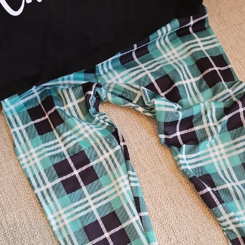Kids Christmas Pajamas - Black and Green
